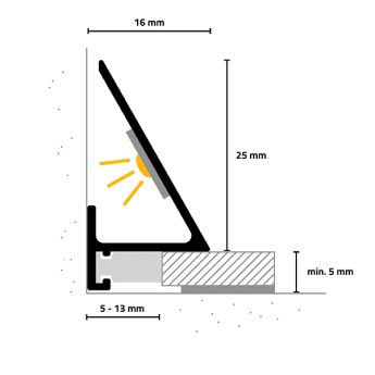 PROFIL UKONČOVACÍ SLED16X5 ALU STŘÍBRO EV1